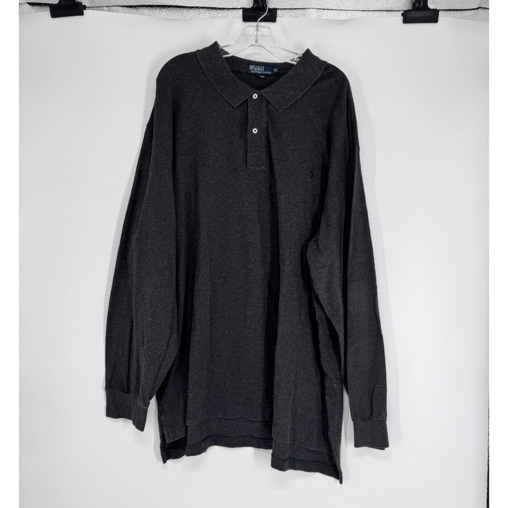 Polo Ralph Lauren Polo Shirt 4XL Big 4XB Dark Grey Charcoal Pony Long Sleeve